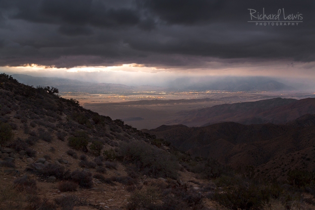Storm Light on Palm Springs from Joshua Tree National Park by Richard Lewis